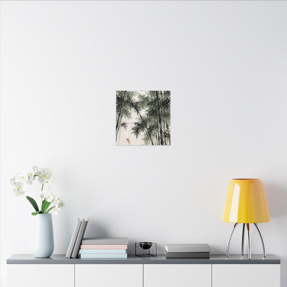 Zen Bamboo Grove in Overcast | Sumi E Canvas Art