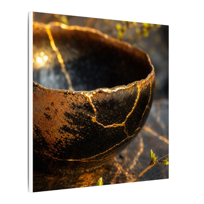 Kintsugi Ceramic Bowl in Golden Hour | Gold Vein Canvas Art