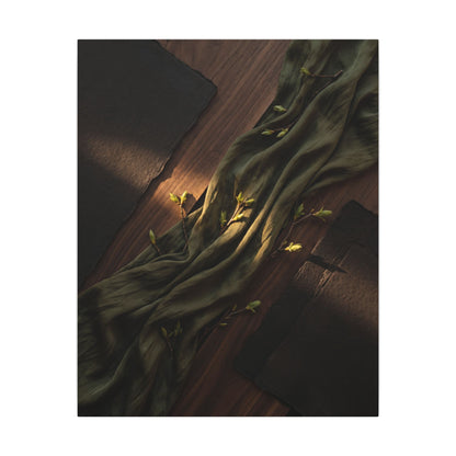 Silk Drape Canvas Art | Spring Dark Japandi Dark Texture Art