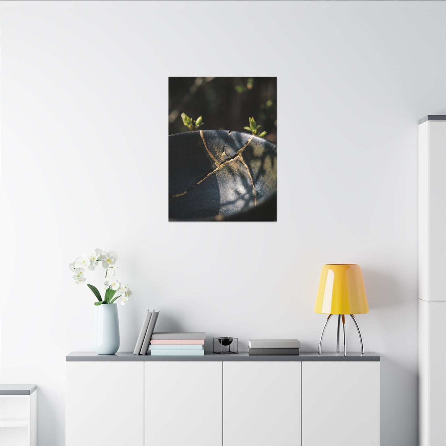 Seijaku Broken Pottery Canvas Art - Dark Japandi Shadow Zen