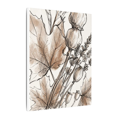 Neutral Dried Flowers Canvas Art - Minimal Line Japandi