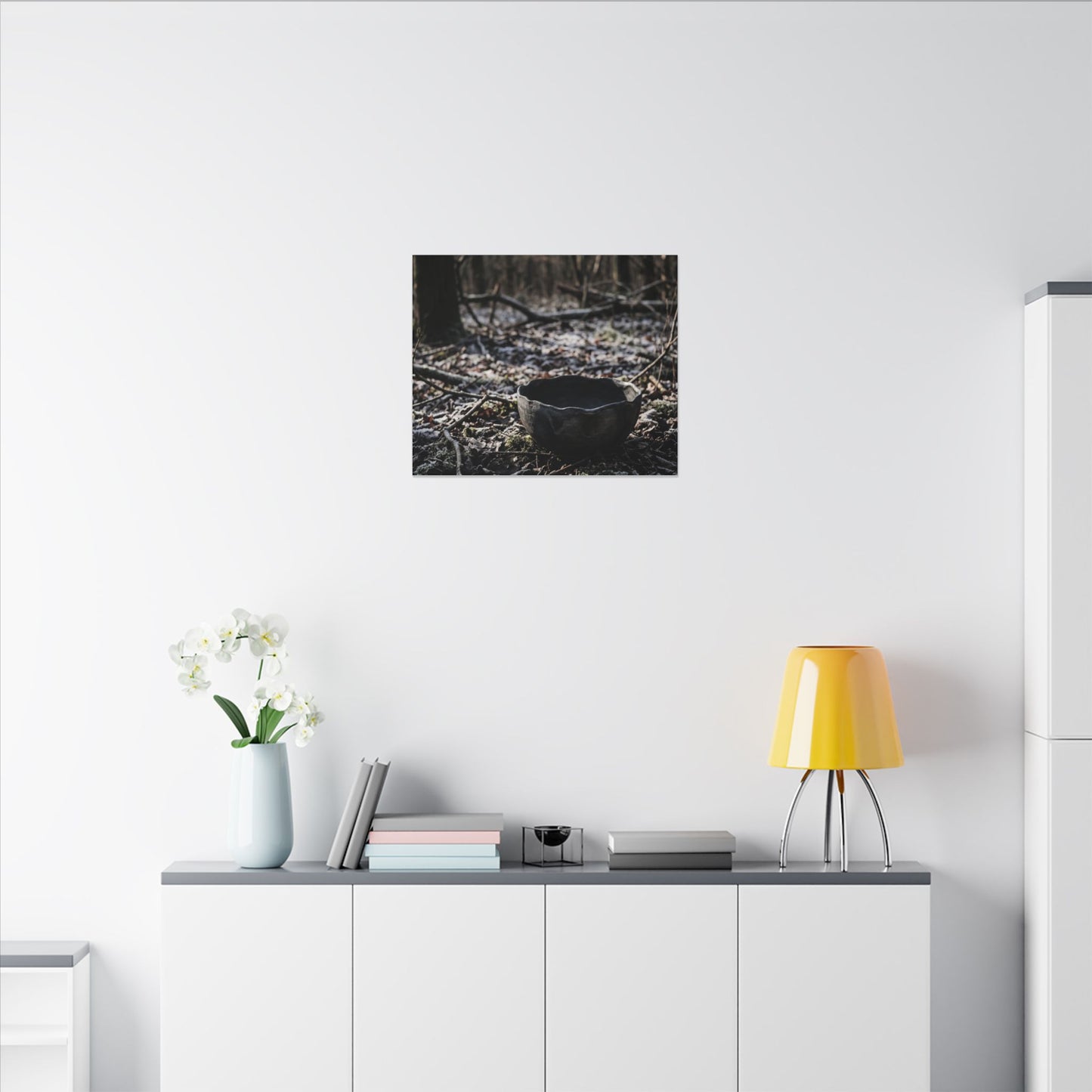 Dappled Ceramic Bowl Canvas Art - Dark Japandi Kanso