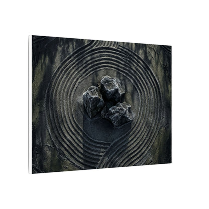 Moody Rock Garden Canvas Art - Dark Texture Dark Japandi