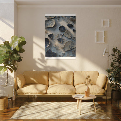 Broken Pottery Canvas Art | Winter Kintsugi Gold Vein Art