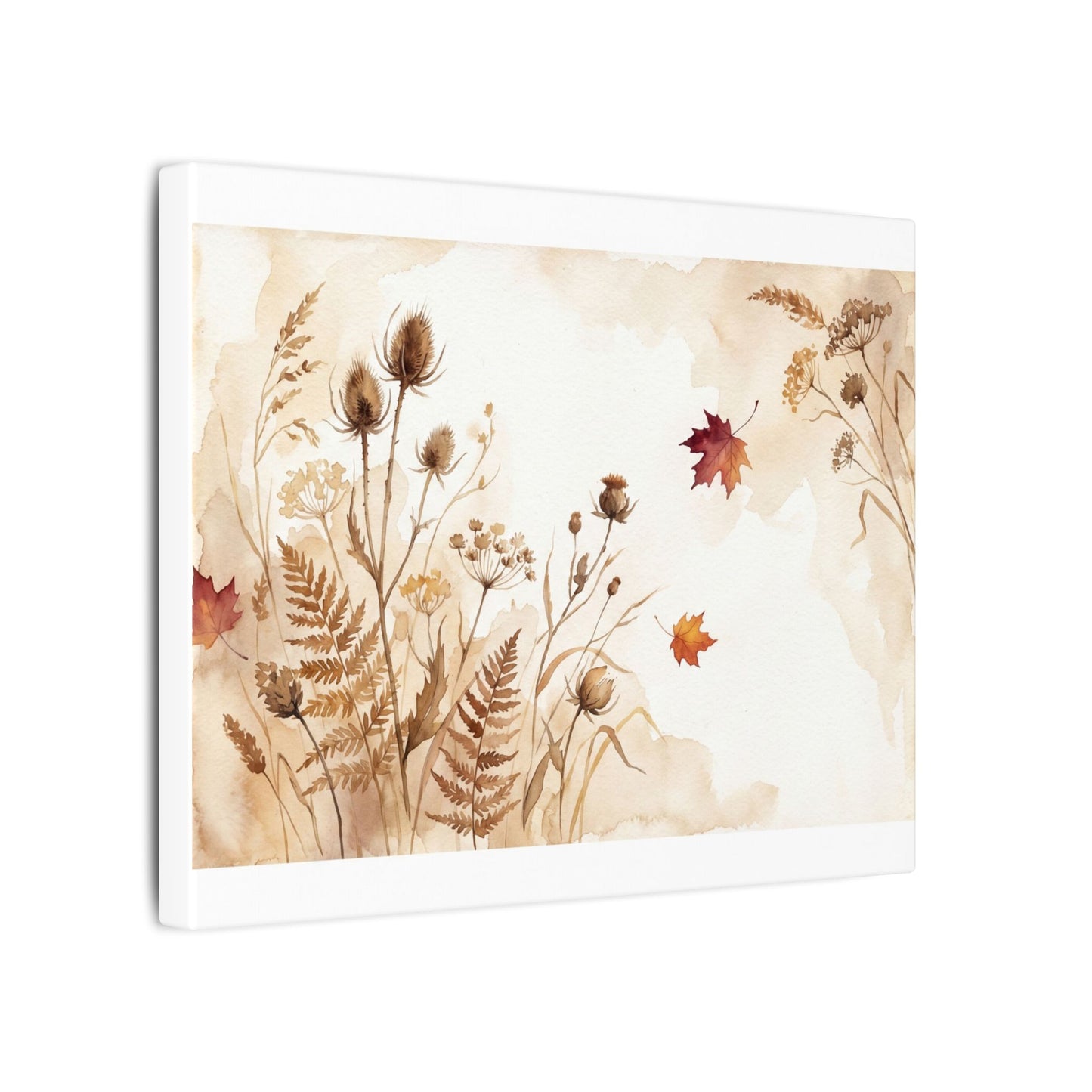 Dried Flowers Canvas Art | Autumn Japandi Watercolor Art