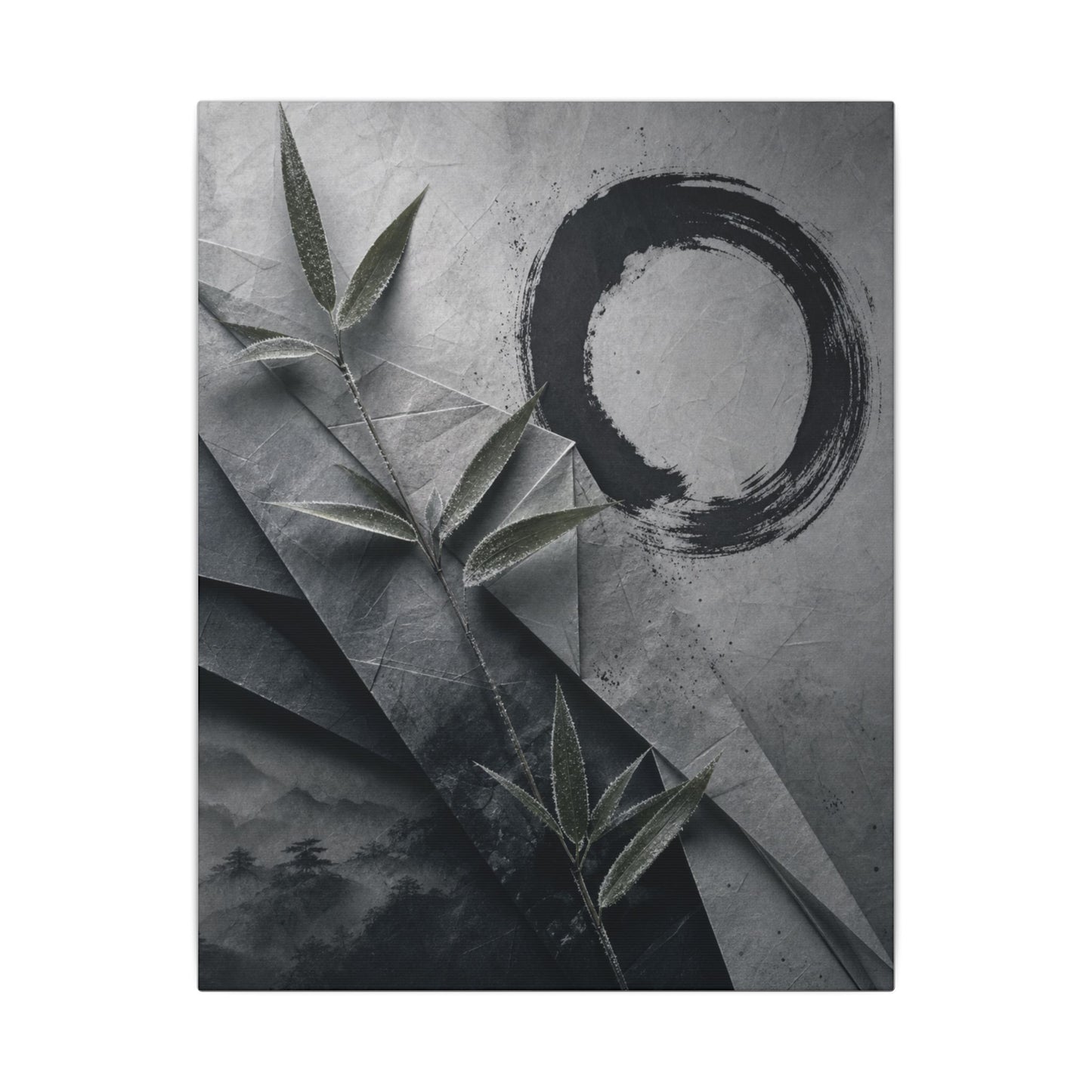 Winter Paper Fold Enso Canvas Art | Serene Decor