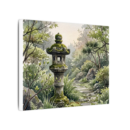 Neutral Stone Lantern Canvas Art - Watercolor Japandi