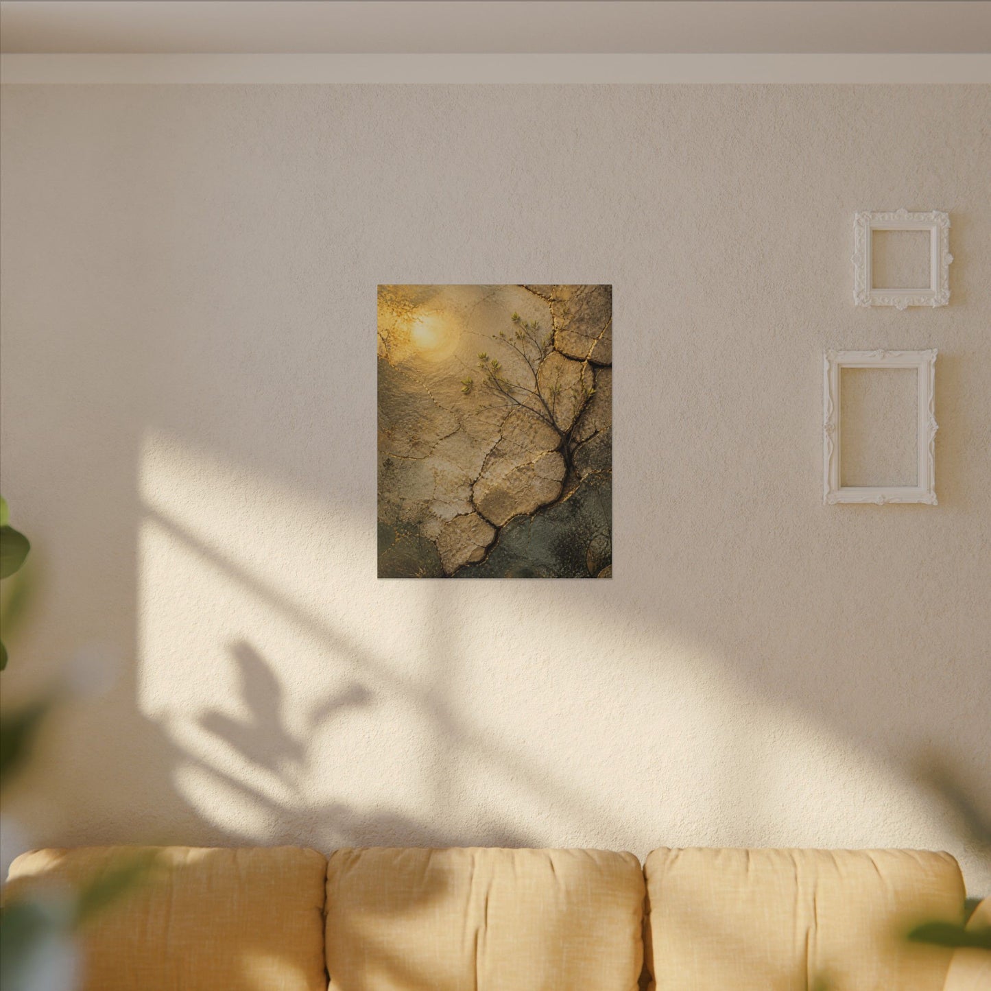Cracked Earth Spring Canvas Art | Japandi Warm Design
