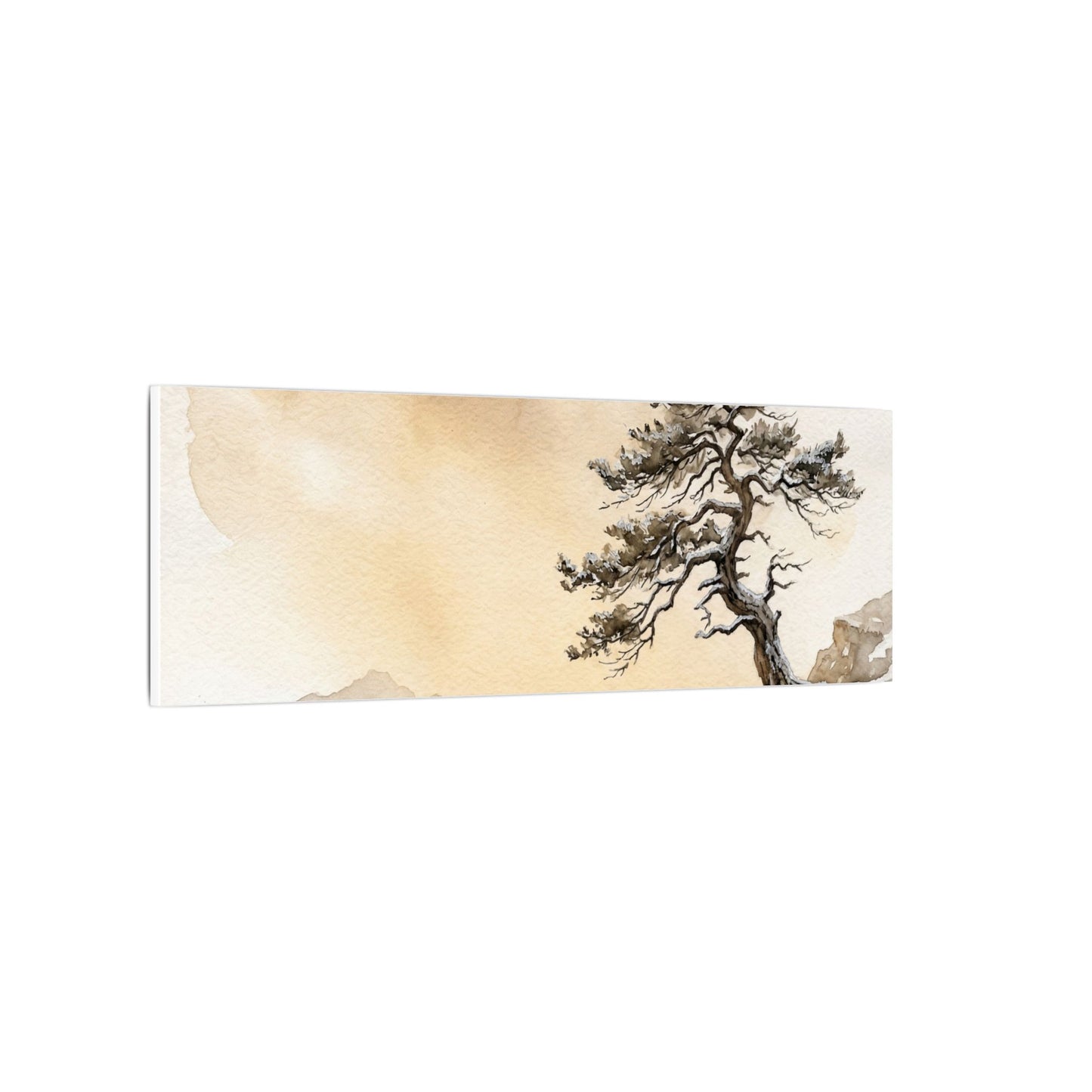 Pine Tree Canvas Art | Winter Japandi Watercolor Art