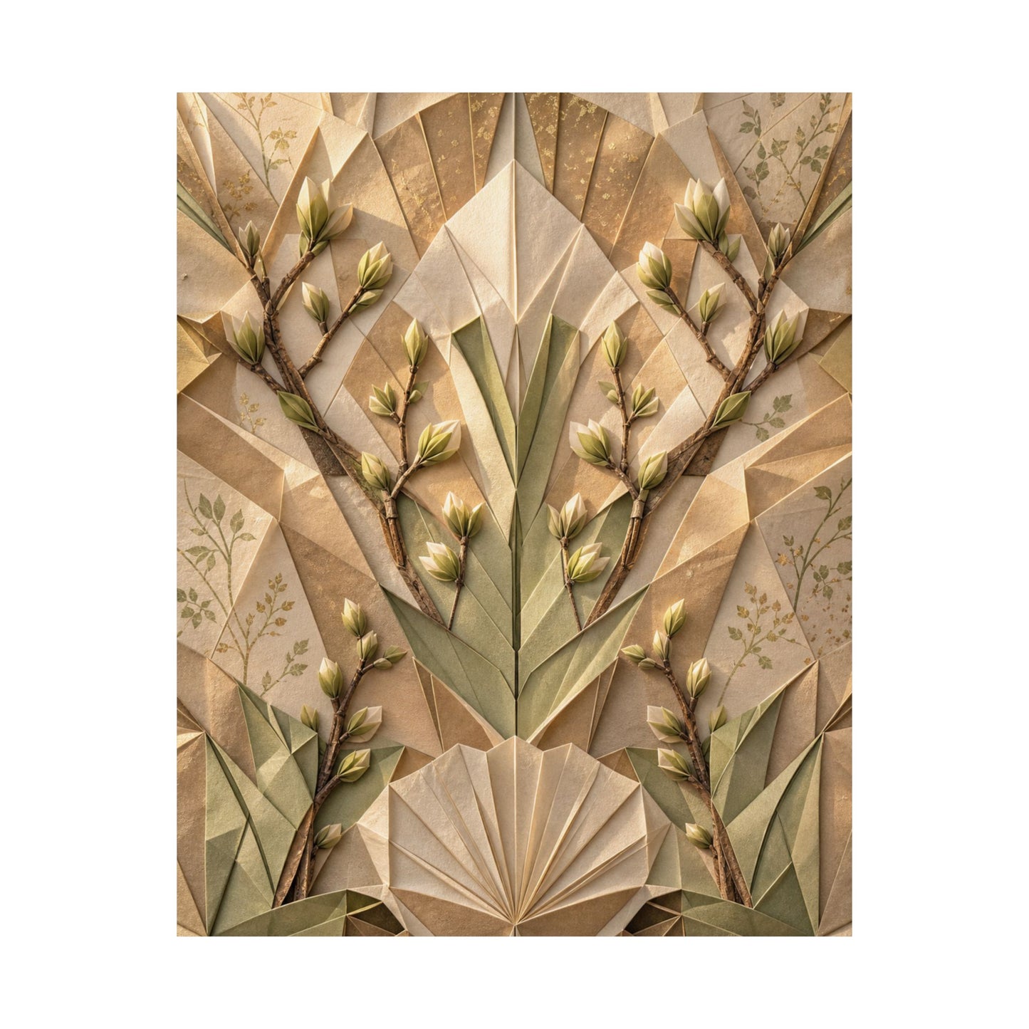 Paper Fold Japanese Pattern Wall Art Print | Warm Japandi Art