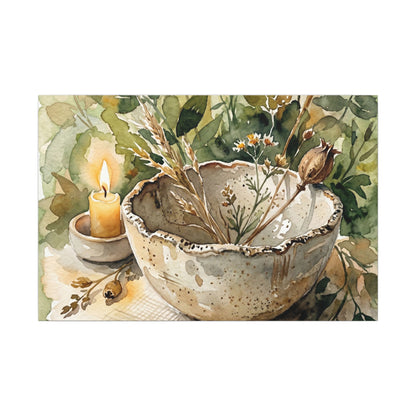 Ceramic Bowl Summer Canvas Art | Japandi Elegant Design