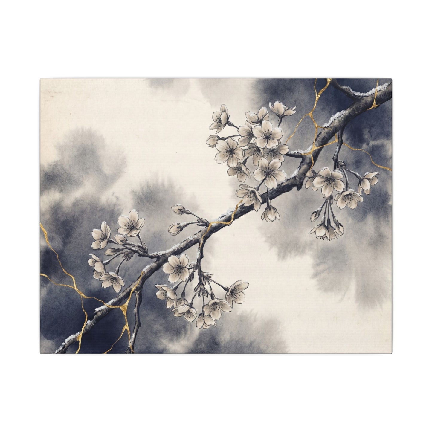 Ma Cherry Blossom Canvas Art - Kintsugi Gold Vein Art Print