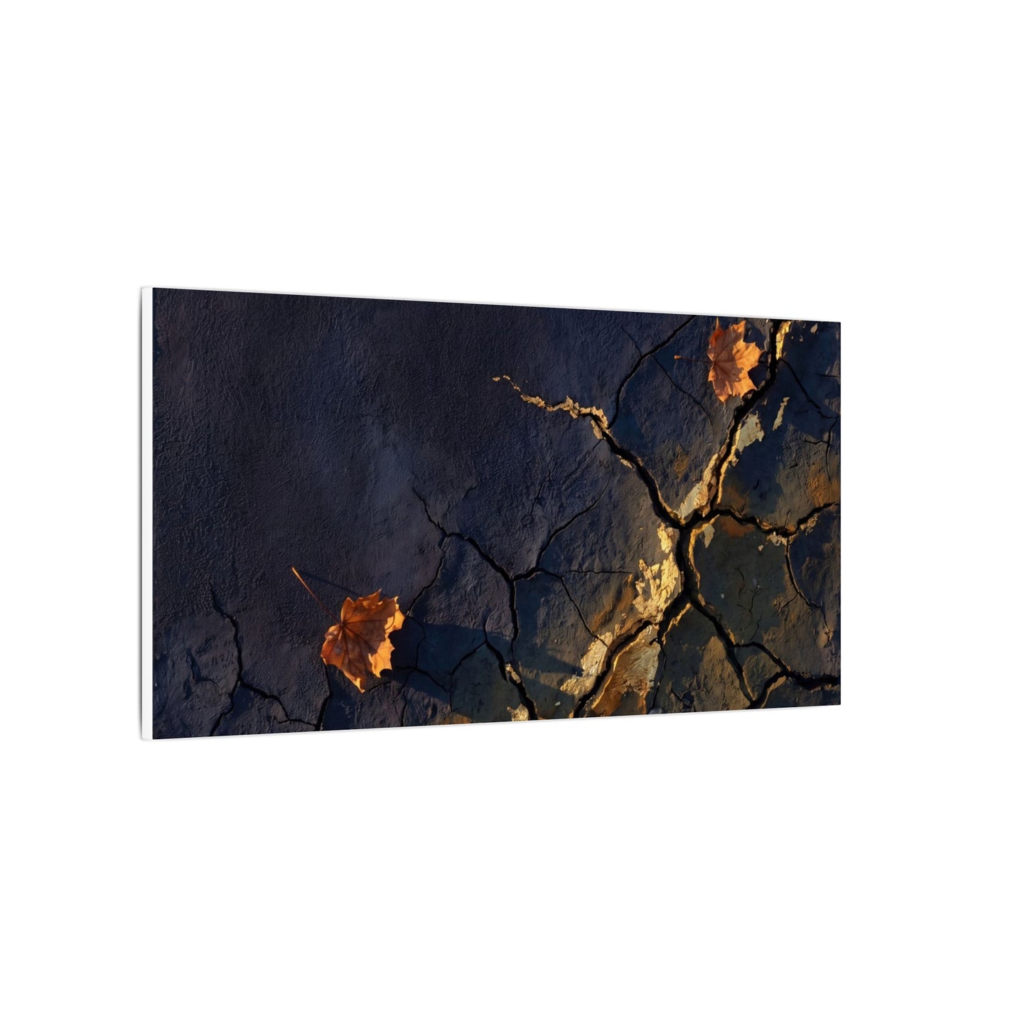 Cracked Earth Canvas Art | Autumn Dark Japandi Dark Texture Art