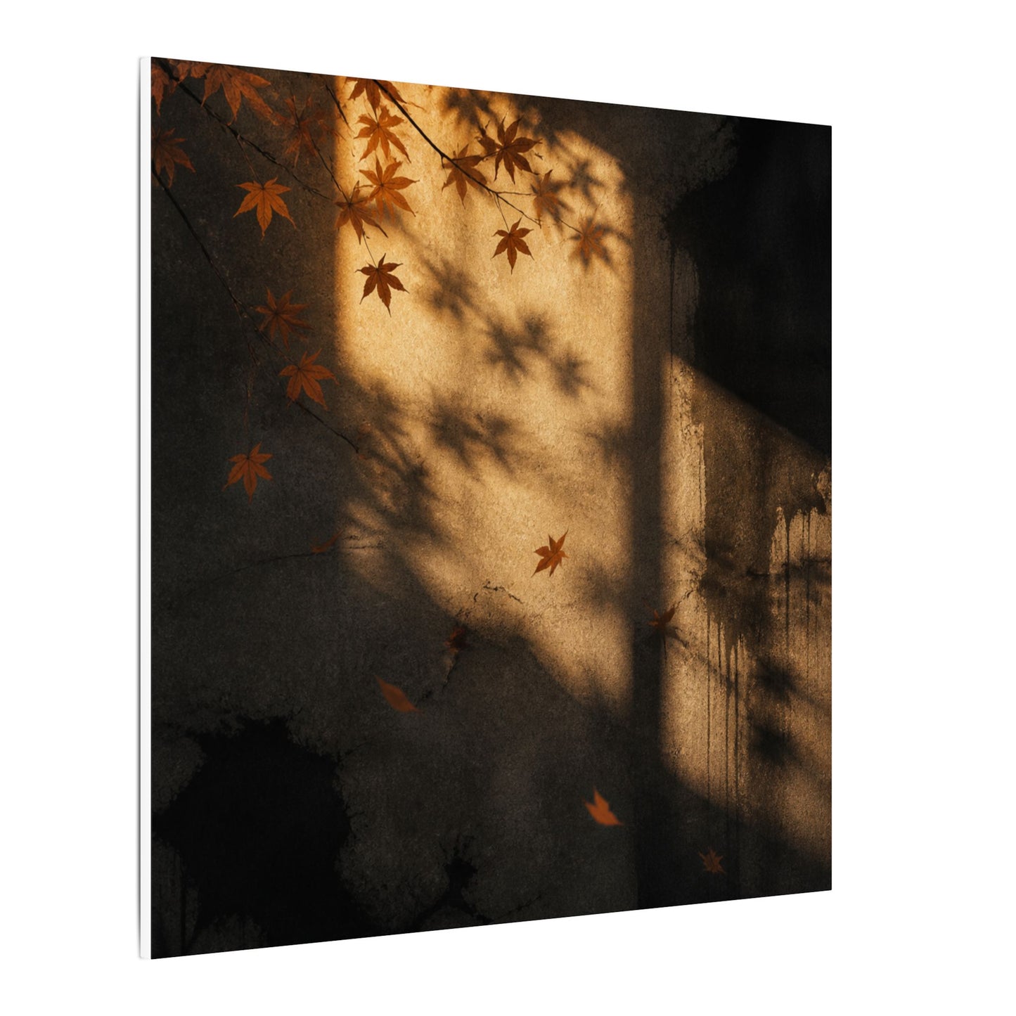 Shadow Play Canvas Art | Autumn Dark Japandi Charcoal Ink Art