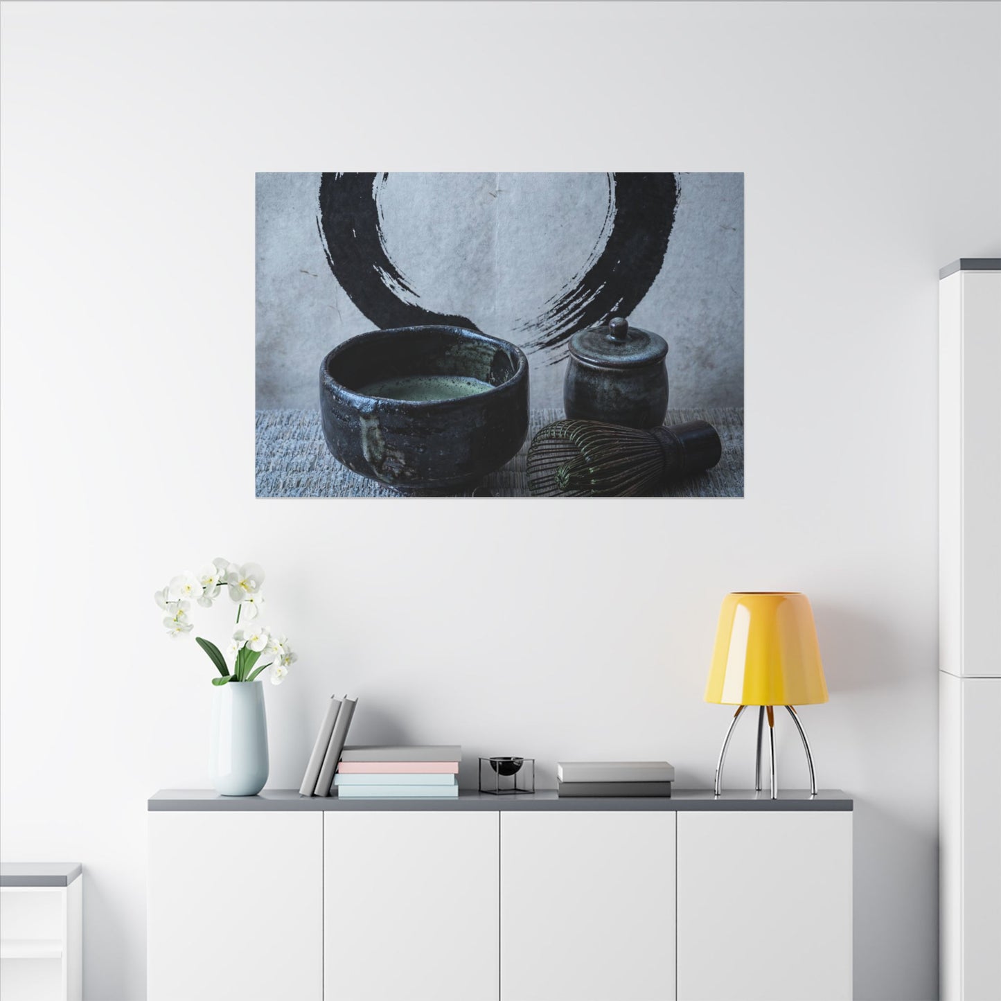 Tea Ceremony Canvas Art | Winter Zen Enso Art