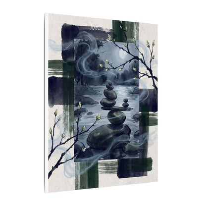 Moonlight River Stones Canvas Art - Zen Shibui
