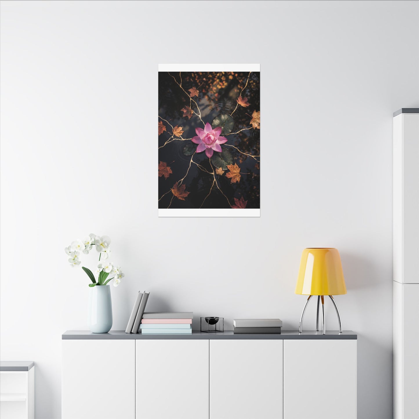 Ma Lotus Flower Canvas Art - Kintsugi Gold Vein