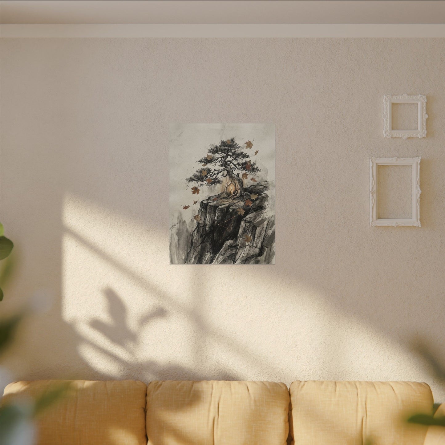 Pine Tree Autumn Canvas Art | Japandi Earthy Design