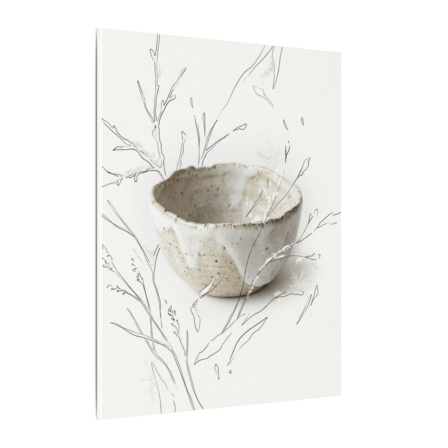 Neutral Ceramic Bowl Canvas Art - Minimal Line Japandi