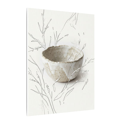 Neutral Ceramic Bowl Canvas Art - Minimal Line Japandi