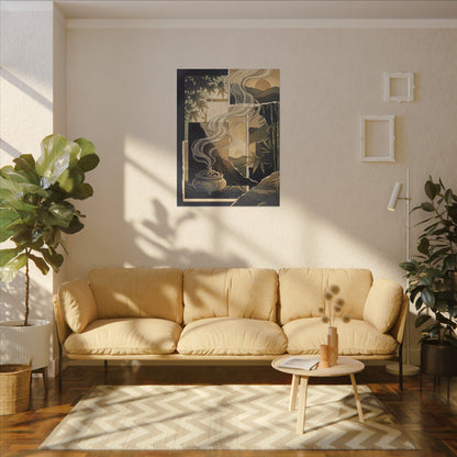 Tranquil Incense Smoke Canvas Art - Ukiyo E Inspired Zen