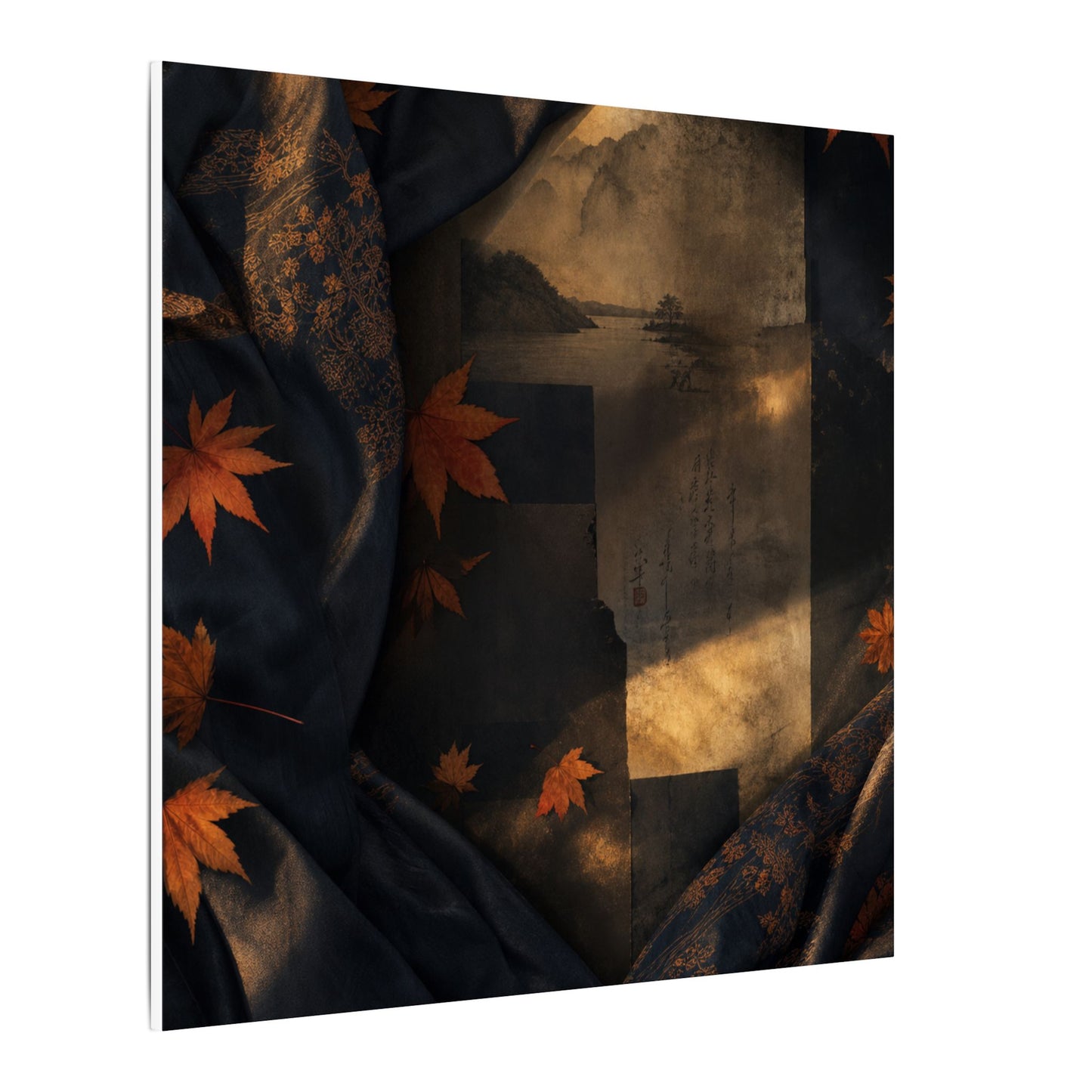 Autumn Silk Drape Shadow Zen Canvas Art | Bold Decor