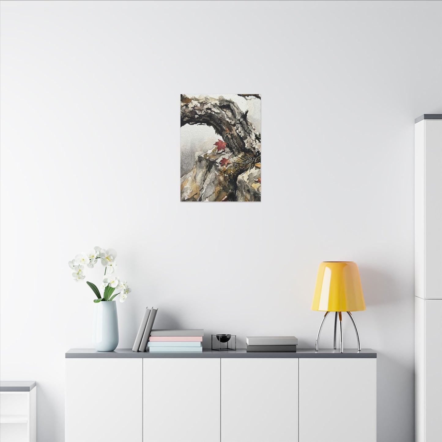 Pine Tree Autumn Canvas Art | Japandi Earthy Design