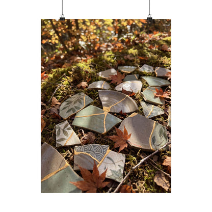 Japandi Broken Pottery in Dappled | Japanese Pattern Wall Art Print