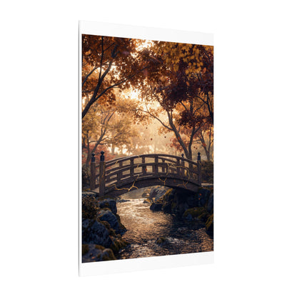 Autumn Wooden Bridge Gold Vein Canvas Art | Resilient Decor