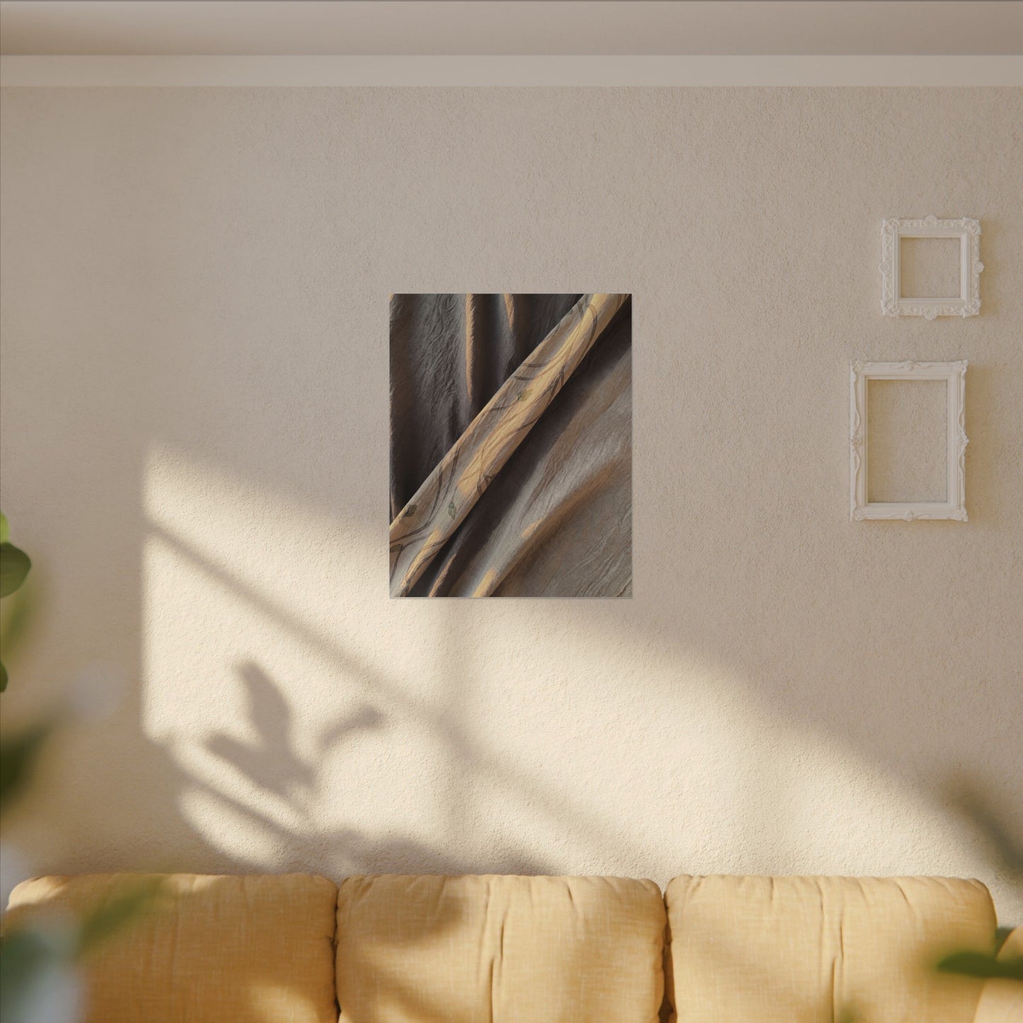 Warm Silk Drape Canvas Art - Japanese Pattern Japandi