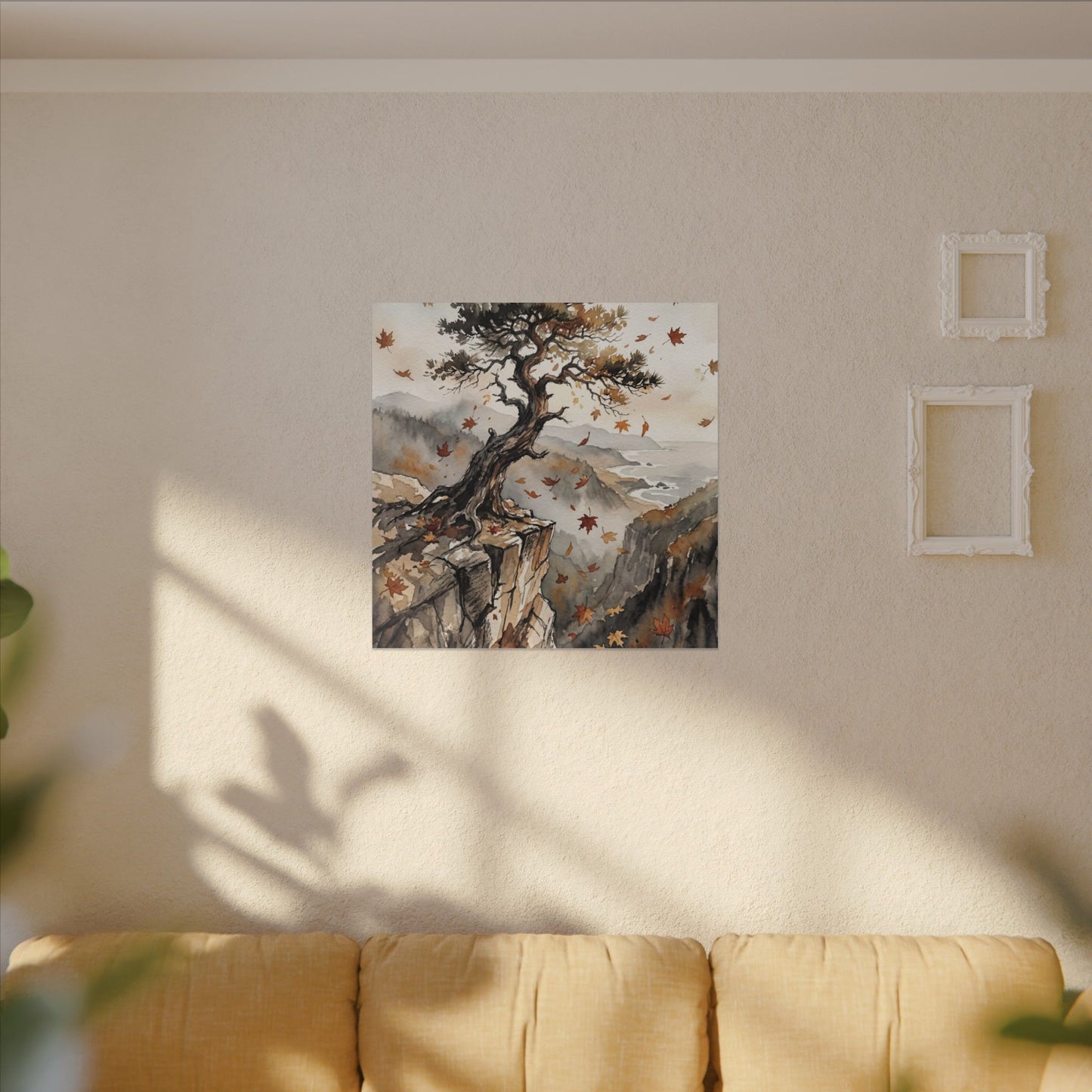 Autumn Pine Tree Watercolor Canvas Art | Warm Decor