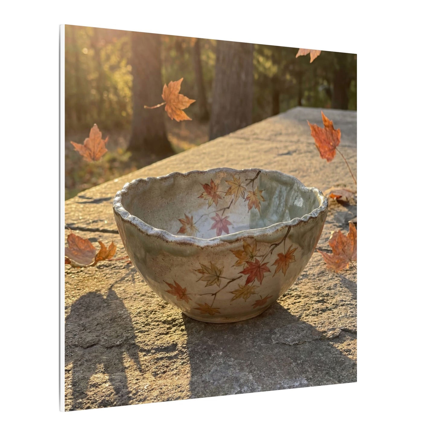 Japandi Ceramic Bowl in Golden Hour | Japanese Pattern Canvas Art