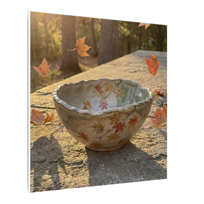 Japandi Ceramic Bowl in Golden Hour | Japanese Pattern Canvas Art