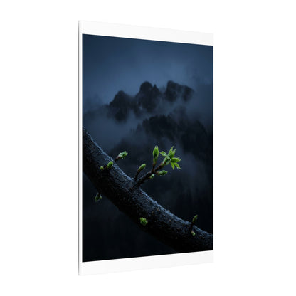 Moonlight Mountain Mist Canvas Art - Dark Japandi Kanso