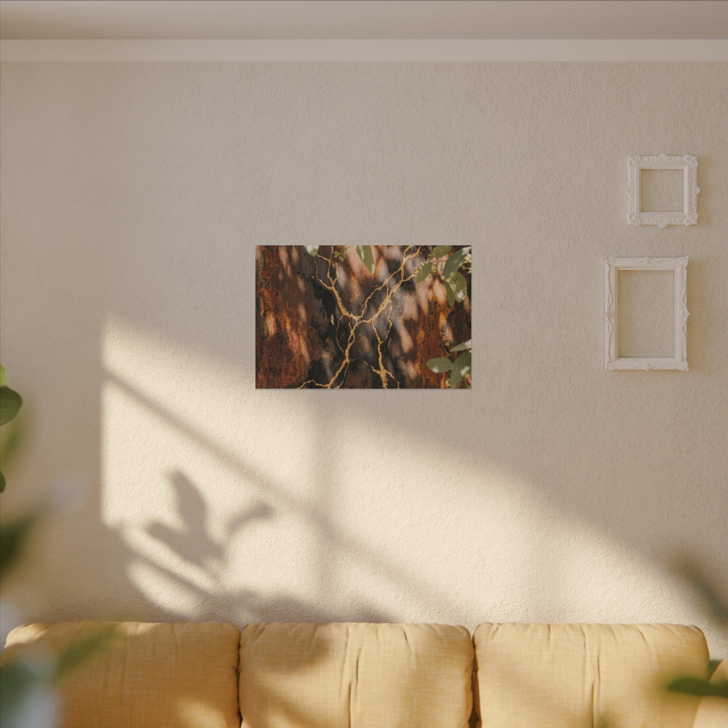 Kanso Rust Patina Canvas Art - Kintsugi Gold Vein