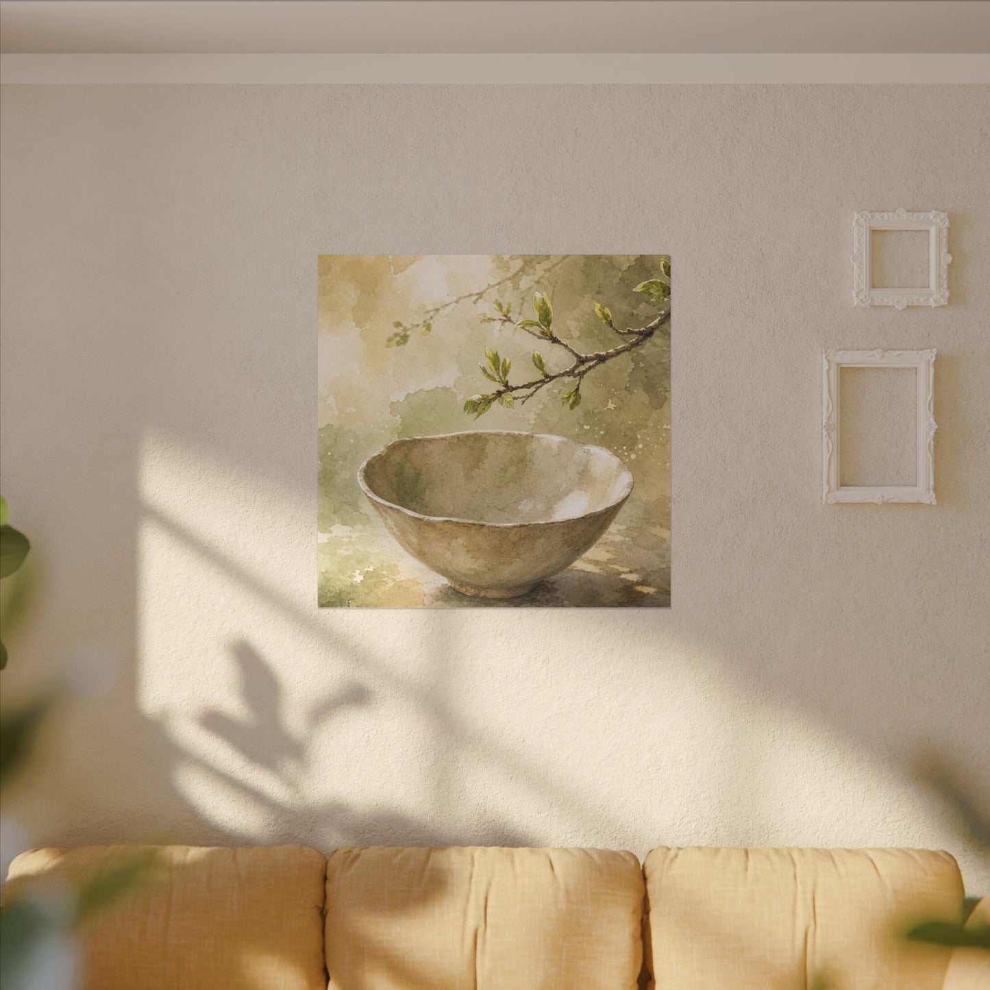 Warm Ceramic Bowl Canvas Art - Watercolor Japandi