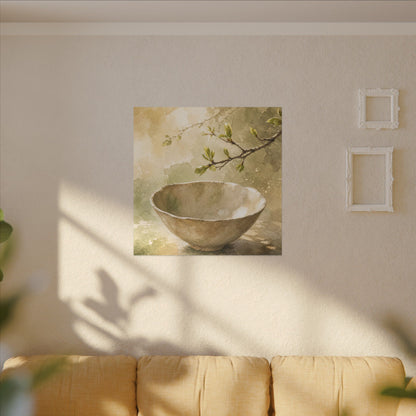 Warm Ceramic Bowl Canvas Art - Watercolor Japandi