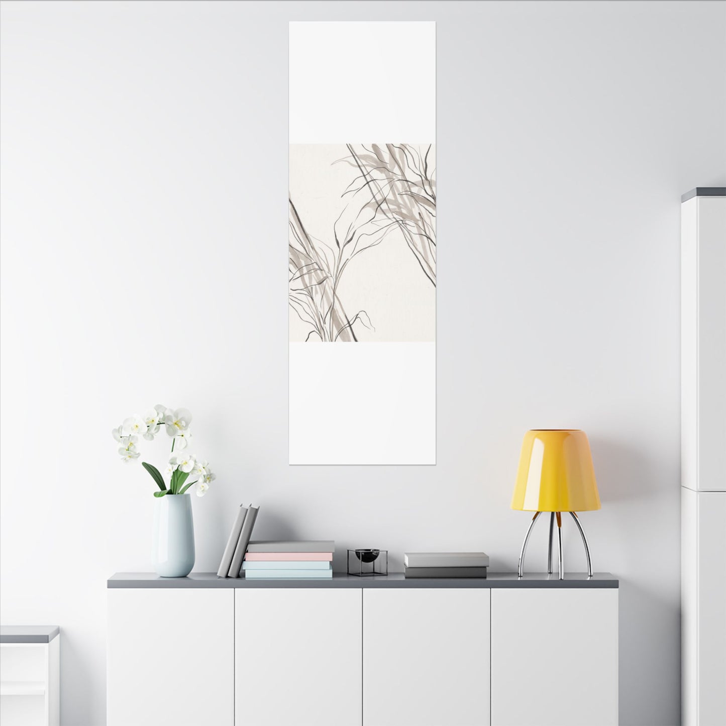 Neutral Shoji Screen Canvas Art - Minimal Line Japandi