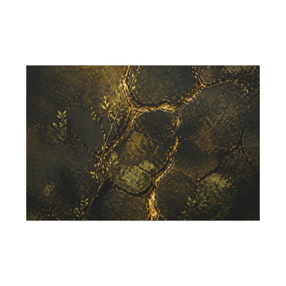 Shibui Cracked Earth Canvas Art - Dark Japandi Dark Texture