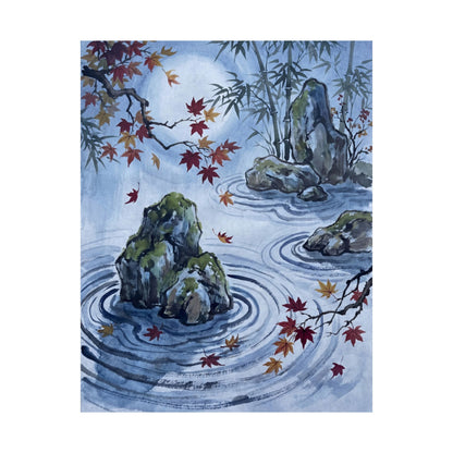 Rock Garden Sumi E Wall Art Print | Peaceful Zen Art
