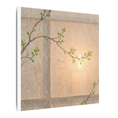 Warm Shoji Screen Canvas Art - Minimal Line Japandi