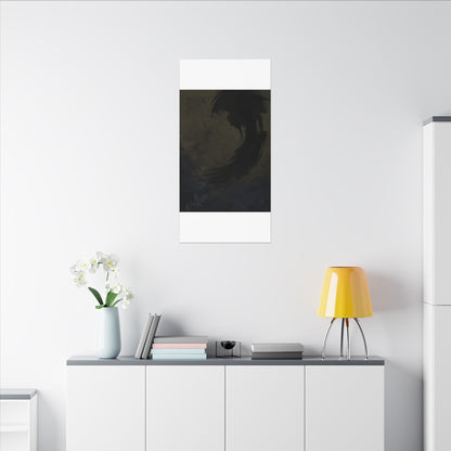 Seijaku Ink Brushstroke Canvas Art - Dark Japandi Moody Minimal
