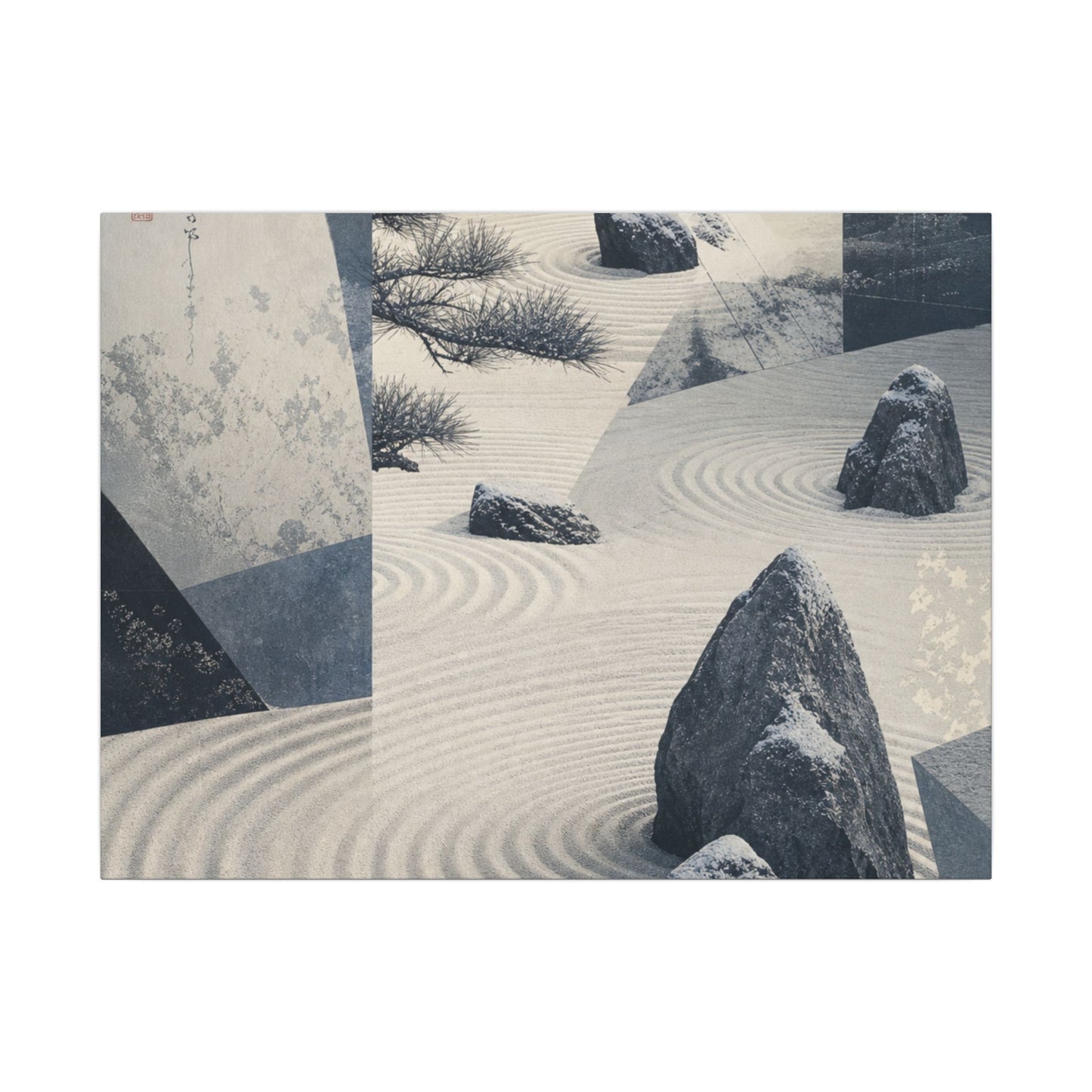 Seijaku Rock Garden Canvas Art - Zen Ukiyo E Inspired
