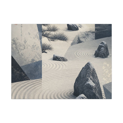 Seijaku Rock Garden Canvas Art - Zen Ukiyo E Inspired