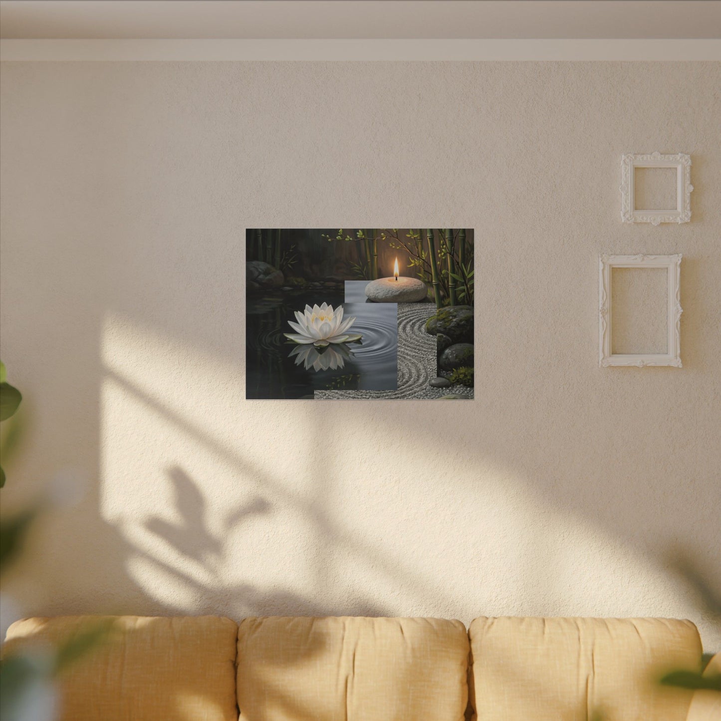 Candlelight Lotus Flower Canvas Art - Zen Kanso