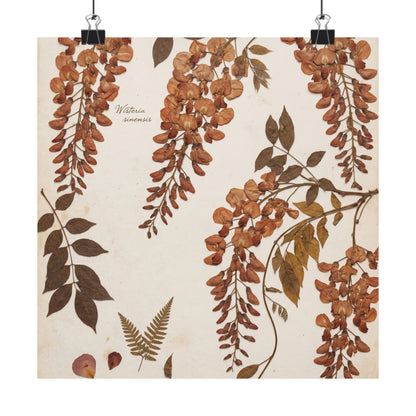 Summer Wisteria Herbarium Wall Art Print | Cozy Decor Art Print