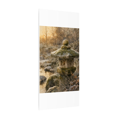 Winter Stone Lantern Watercolor Canvas Art | Earthy Decor