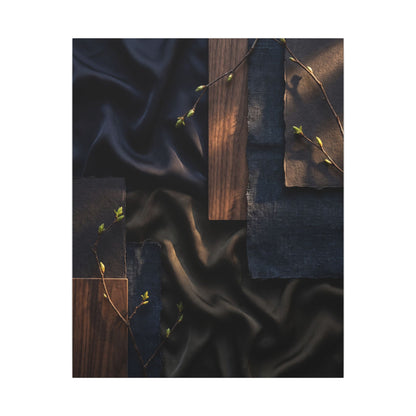 Silk Drape Spring Canvas Art | Dark Japandi Moody Design