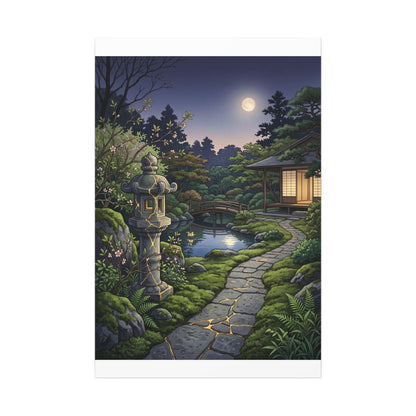 Spring Moonlit Garden Gold Vein Canvas Art | Resilient Decor