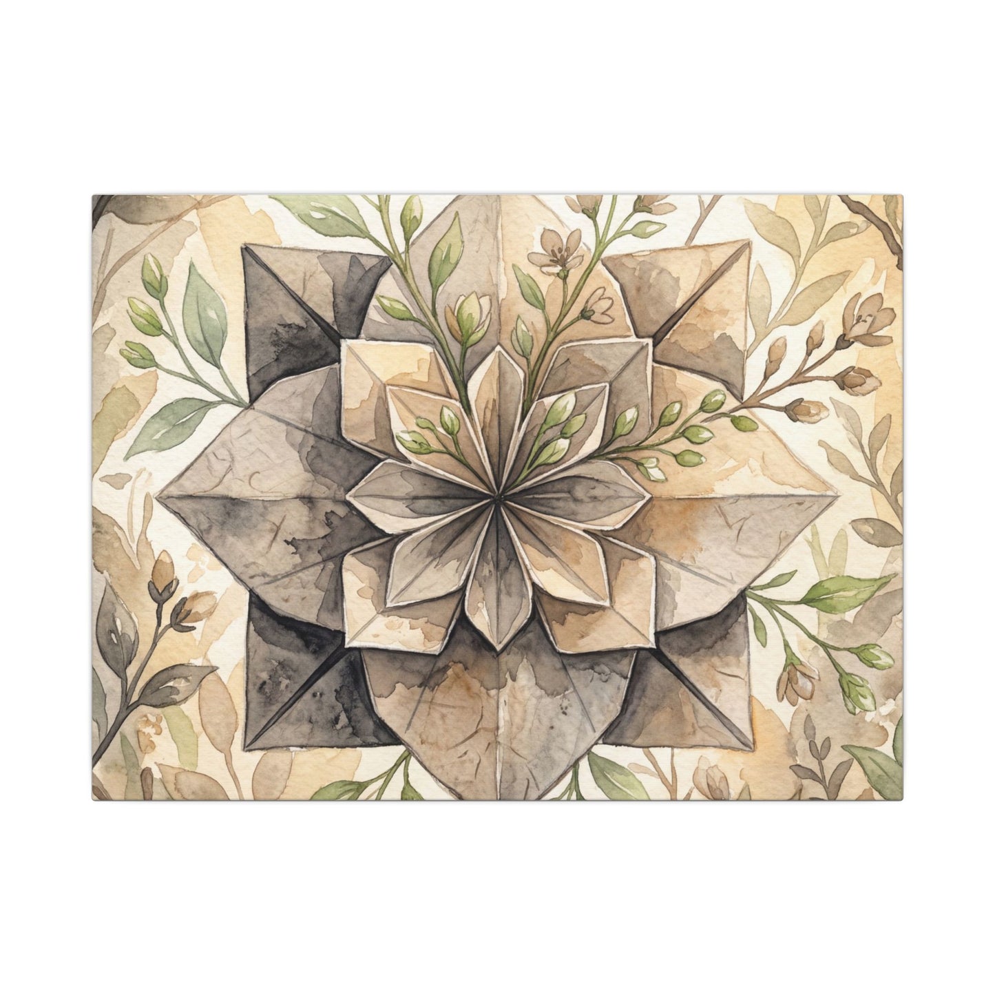 Warm Paper Fold Canvas Art - Watercolor Japandi Art Print